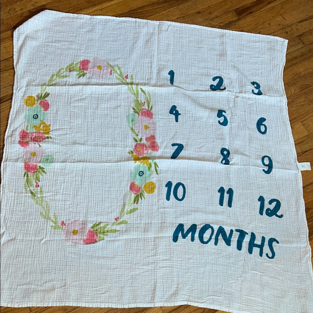 Cloud Island Milestone Blanket with Floral Design
